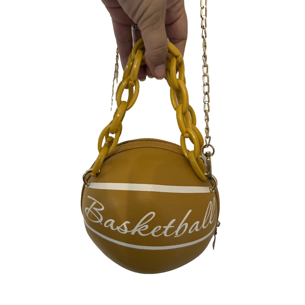 Y2K Basketball Round Novelty Crossbody Bag Chain Streetwear Sportcore